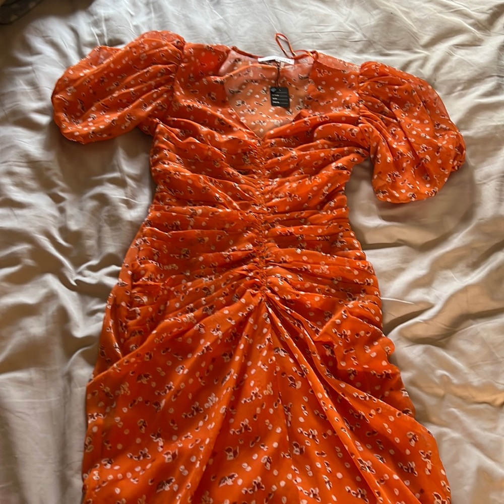 Puff flower sleeve dress